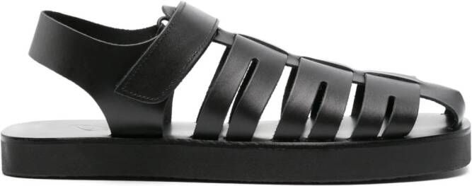 Ancient Greek Sandals Tilemachos flat leather sandals Black