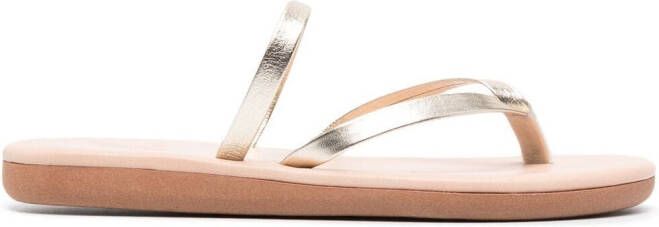 Ancient Greek Sandals Vachetta leather flip flops Metallic