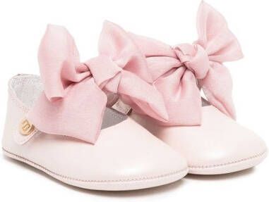 ANDANINES bow-detail leather ballerina shoes Pink