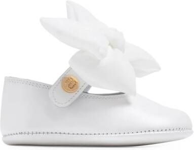 ANDANINES bow-detail leather ballerina shoes White