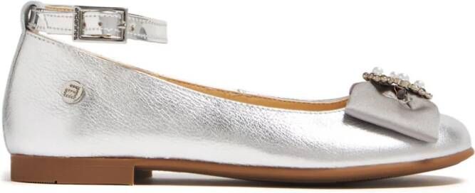 ANDANINES bow-embellished ballerina shoes Silver
