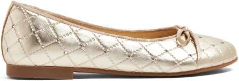 ANDANINES metallic-effect quilted ballerina shoes Gold