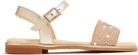 ANDANINES stud-embellished leather sandals Gold