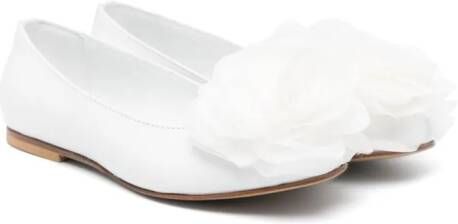 Andrea Montelpare floral-appliqué leather ballerina shoes White