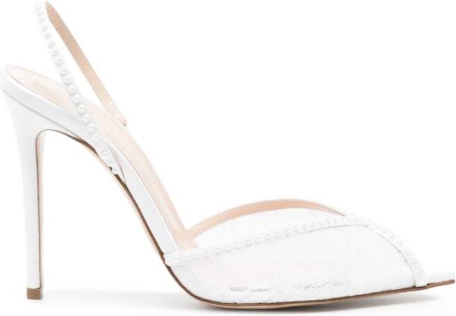 Andrea Wazen Katy 105mm slingback pumps White