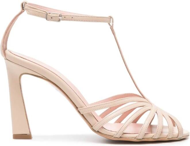 Anna F. 100mm T-bar strappy sandals Neutrals