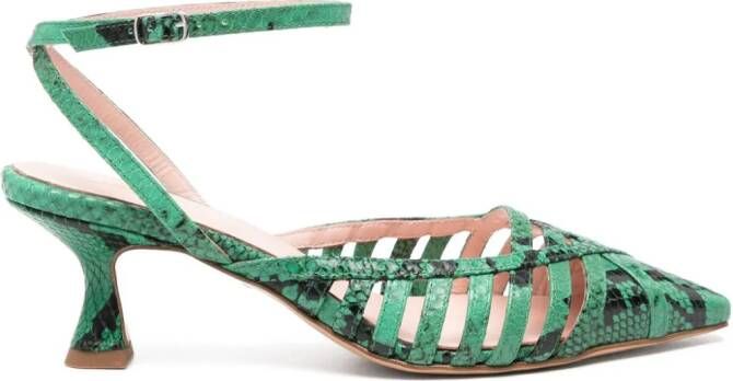 Anna F. 1741 70mm snakeskin pumps Green