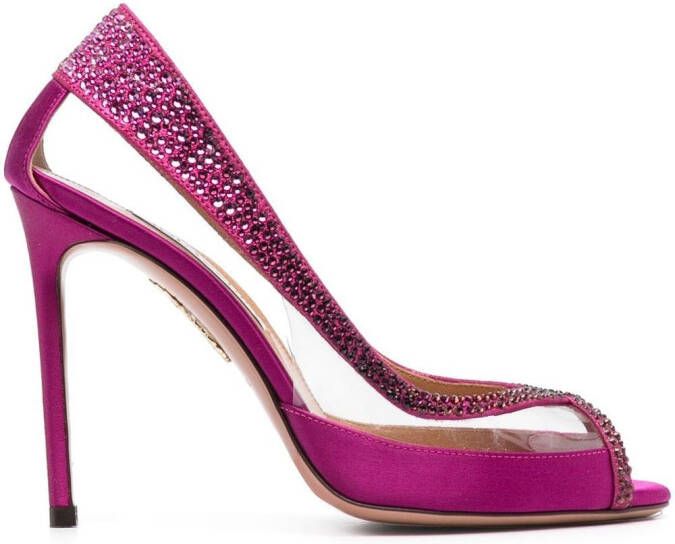 Aquazzura 105mm crystal-embellished pumps Pink