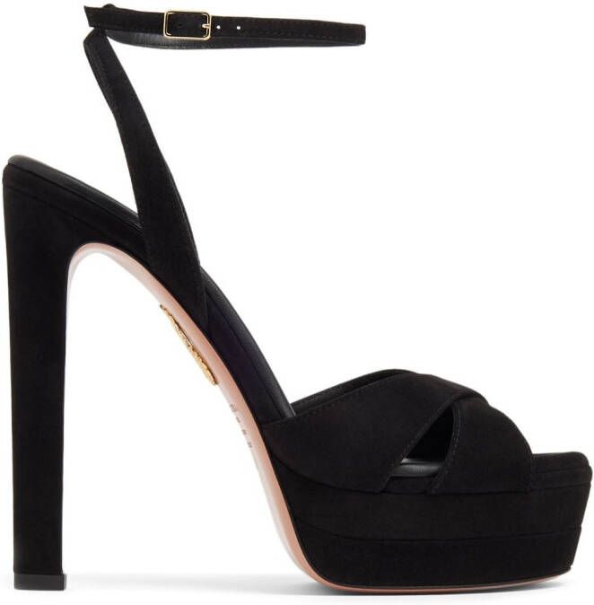 Aquazzura 130mm suede platform sandals Black