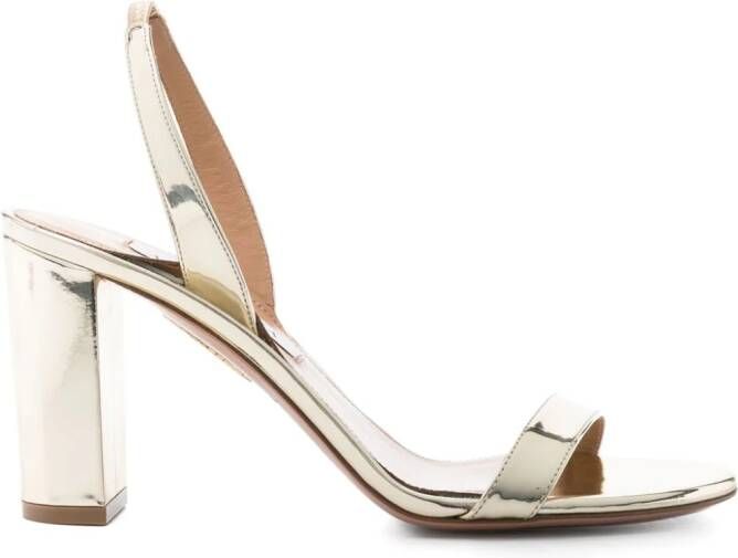 Aquazzura 85mm So Nude metallic leather sandals Gold