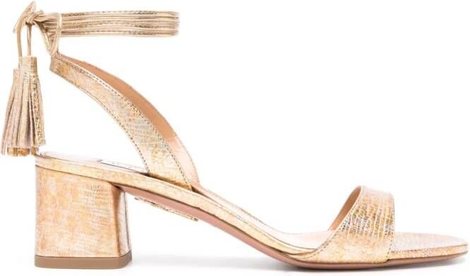 Aquazzura Alu 50mm metallic-finish sandals Gold