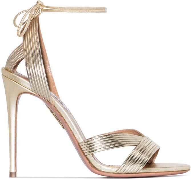 Aquazzura Ari 105mm leather sandals Gold