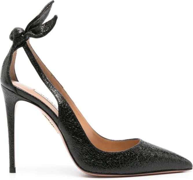 Aquazzura Bow Tie 105mm leather pumps Black