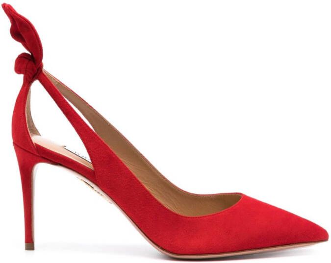 Aquazzura Bow Tie 85mm suede pumps Red