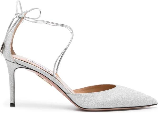 Aquazzura Cherry 75mm glittered pumps Silver
