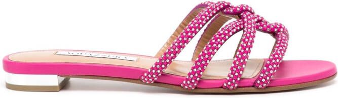 Aquazzura crystal-embellished flat sandals Pink