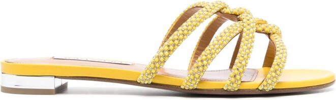 Aquazzura crystal-embellished flat sandals Yellow