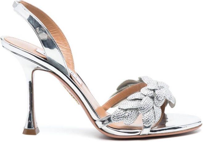 Aquazzura Galactic Flower 95mm sandals Silver