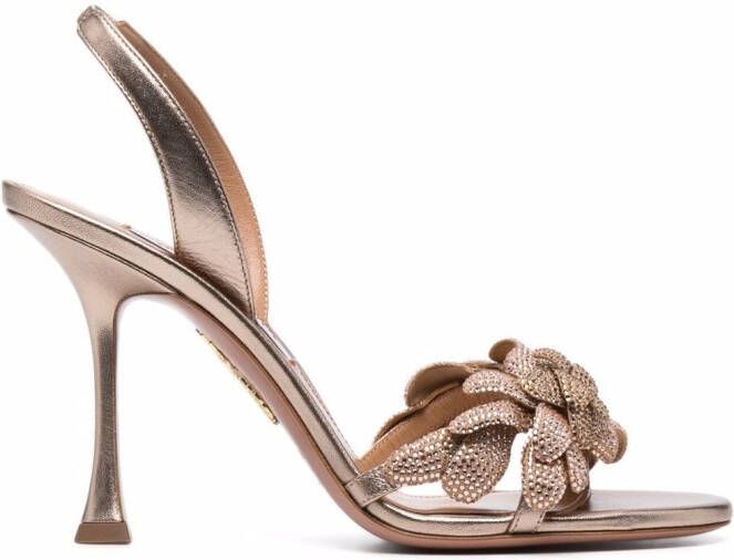 Aquazzura Galactic Flower leather sandals Brown