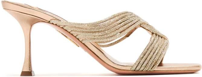 Aquazzura Gatsby 75mm embellished mules Neutrals