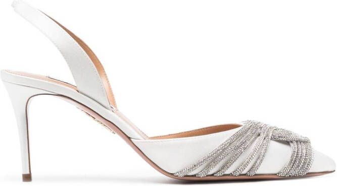 Aquazzura Gatsby 75mm slingback pumps White