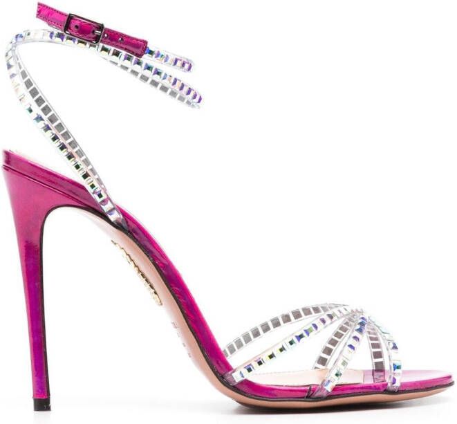 Aquazzura gem-embellished 110mm heeled sandals Pink