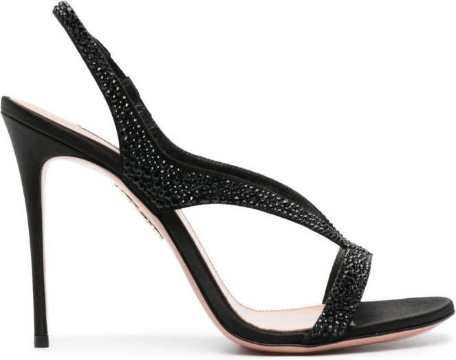 Aquazzura Izzy 105mm crystal-embellished slingback sandals Black