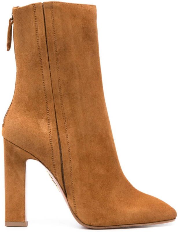 Aquazzura Joplin 105mm almond-toe boots Brown