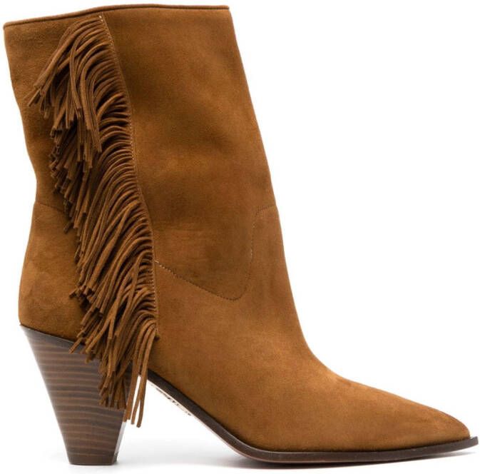 Aquazzura Marfa 70mm suede boots Brown