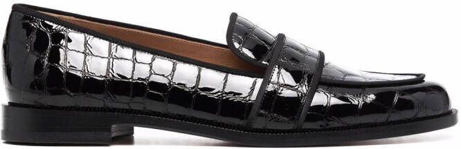Aquazzura Martin snakeskin mocassins Black