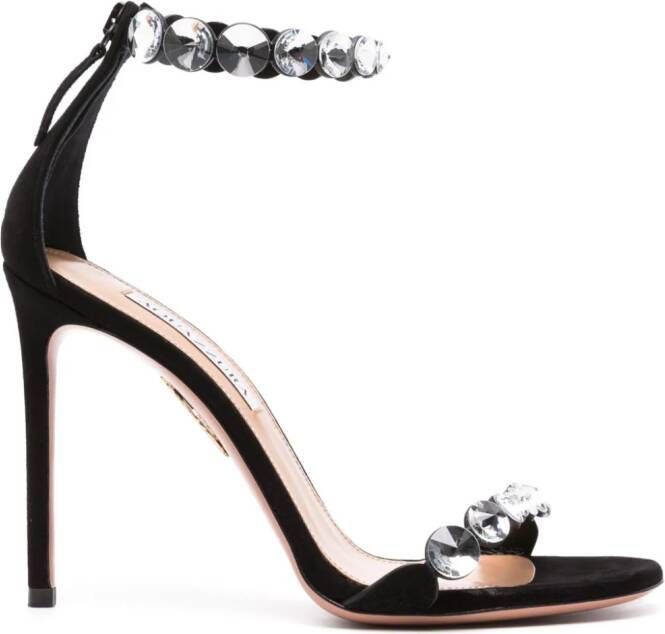 Aquazzura Maxi Tequila 110mm crystal-embellished sandals Black