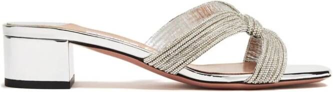 Aquazzura Muse 35mm leather sandals Silver