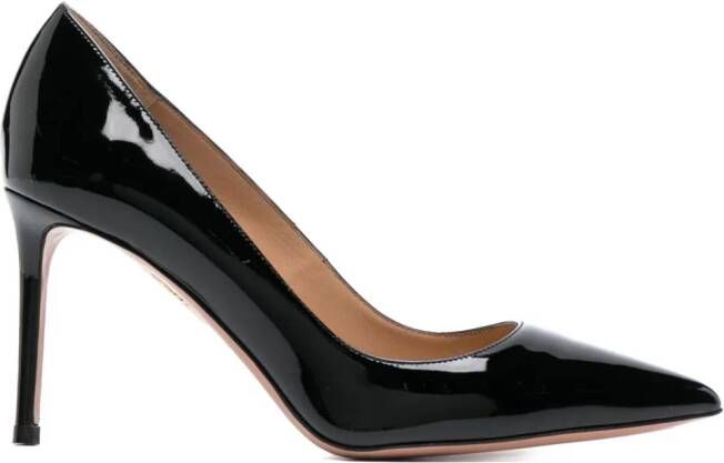 Aquazzura Purist 85mm patent-leather pumps Black