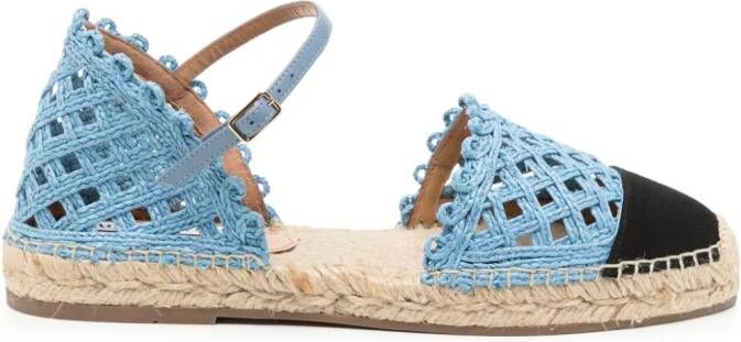 Aquazzura Sunburst crochet-knit espadrilles Blue