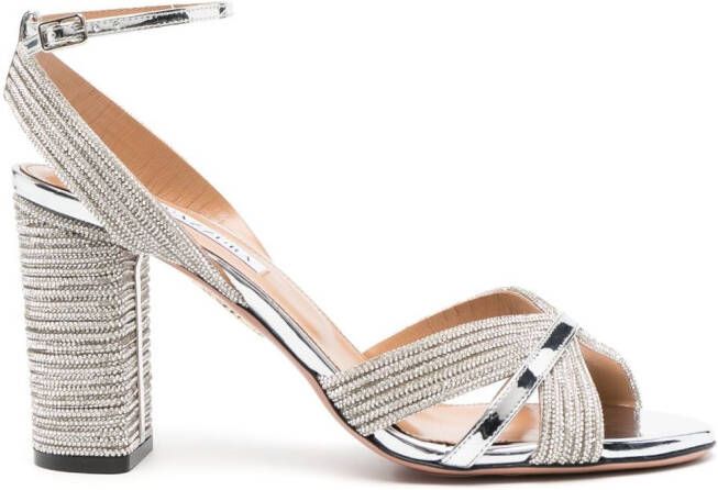 Aquazzura Sundance 85mm crystal-embellished sandals Silver
