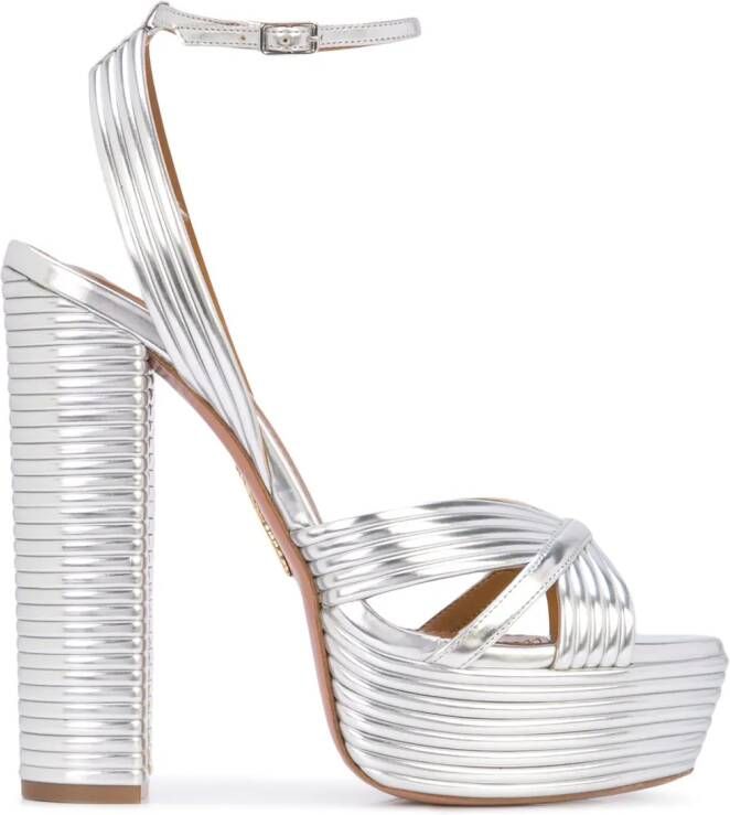 Aquazzura 140mm Sundance Plateau sandals Silver