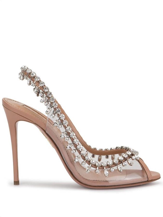 Aquazzura 110mm Temptation crystal-embellished pumps Neutrals