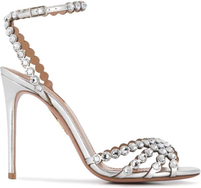 Aquazzura Tequila 105mm crystal embellished sandals Silver