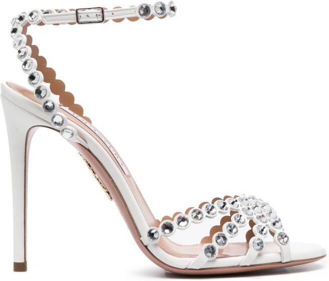 Aquazzura Tequila crystal-embellished 115mm sandals White