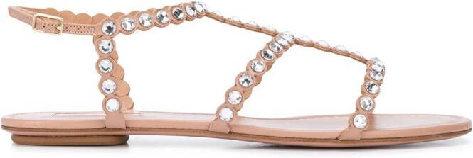 Aquazzura Tequila crystal-embellished sandals Neutrals