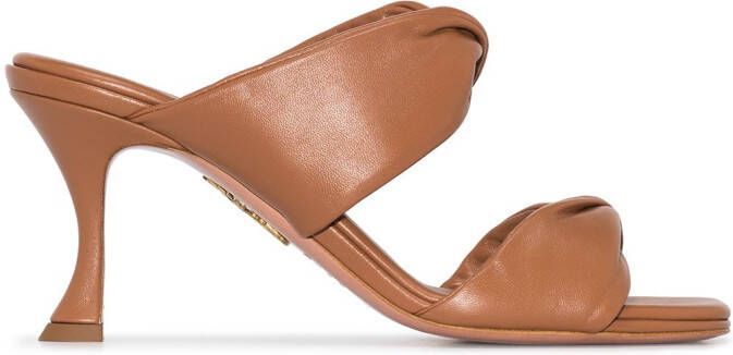 Aquazzura Twist 75mm leather mules Brown