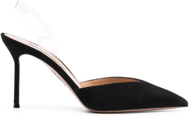 Aquazzura V Plexi 95mm suede pumps Black