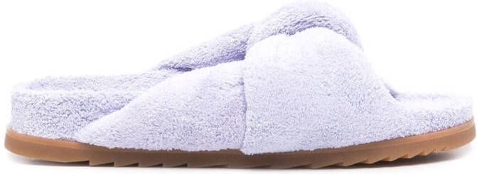 Ash knot-detail towelling slides Purple