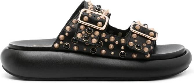 Ash Viking leather slides Black