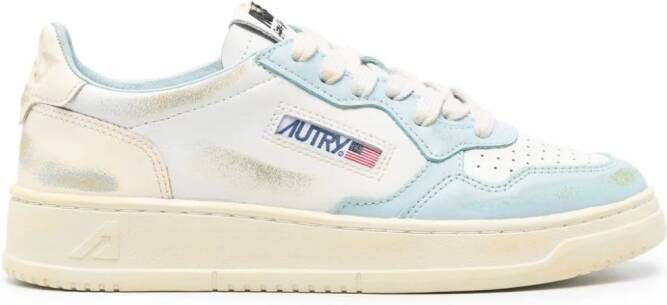 Autry distressed panelled leather sneakers White