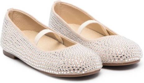 BabyWalker crystal-embellished suede ballerina shoes Neutrals