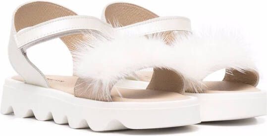 BabyWalker faux fur-trim sandals Neutrals