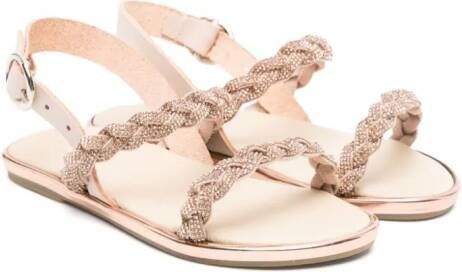 BabyWalker rhinestone-embellished leather sandals Neutrals