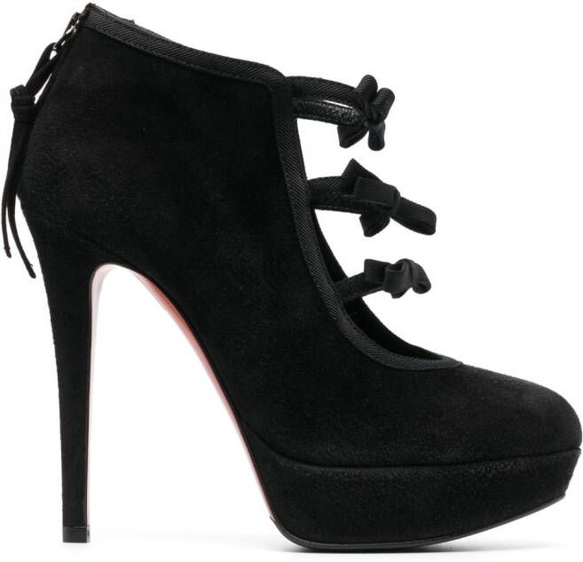Baldinini 130mm bow-detail suede pumps Black