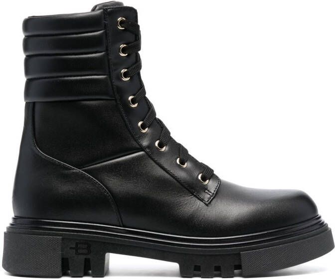Baldinini leather combat boots Black